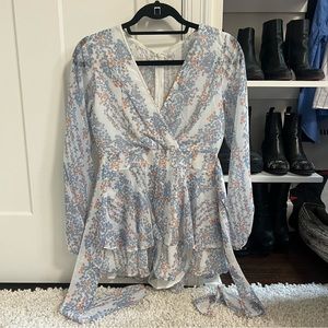 Blue orange white floral romper